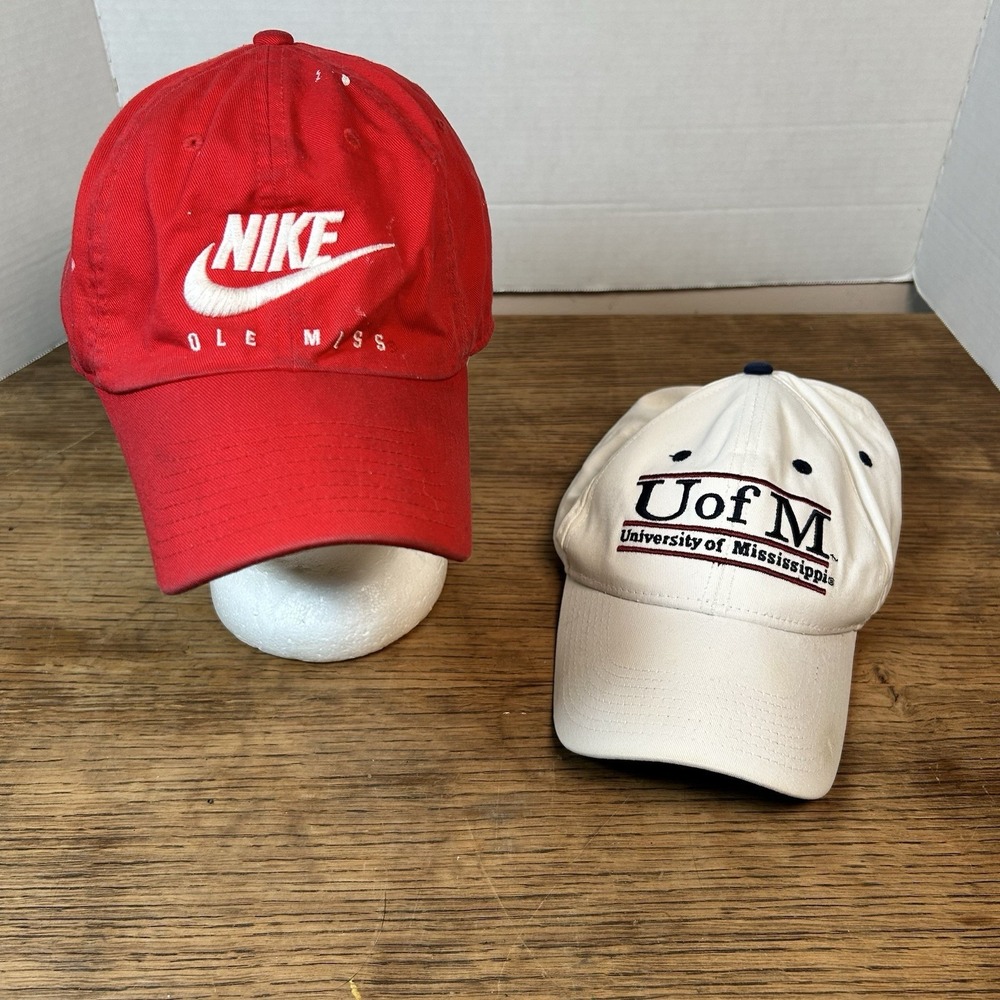 Lot Of 2 Ole Miss University Of Mississippi Rebels Hats Nike The Game Worn